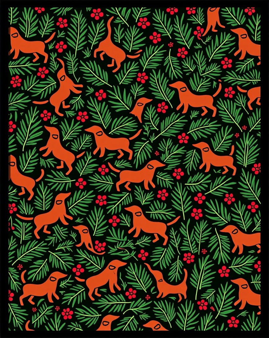 Orange Dachshunds Among Green Ferns Rug