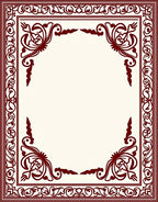 Deep Crimson Ornamental Floral Border Rug