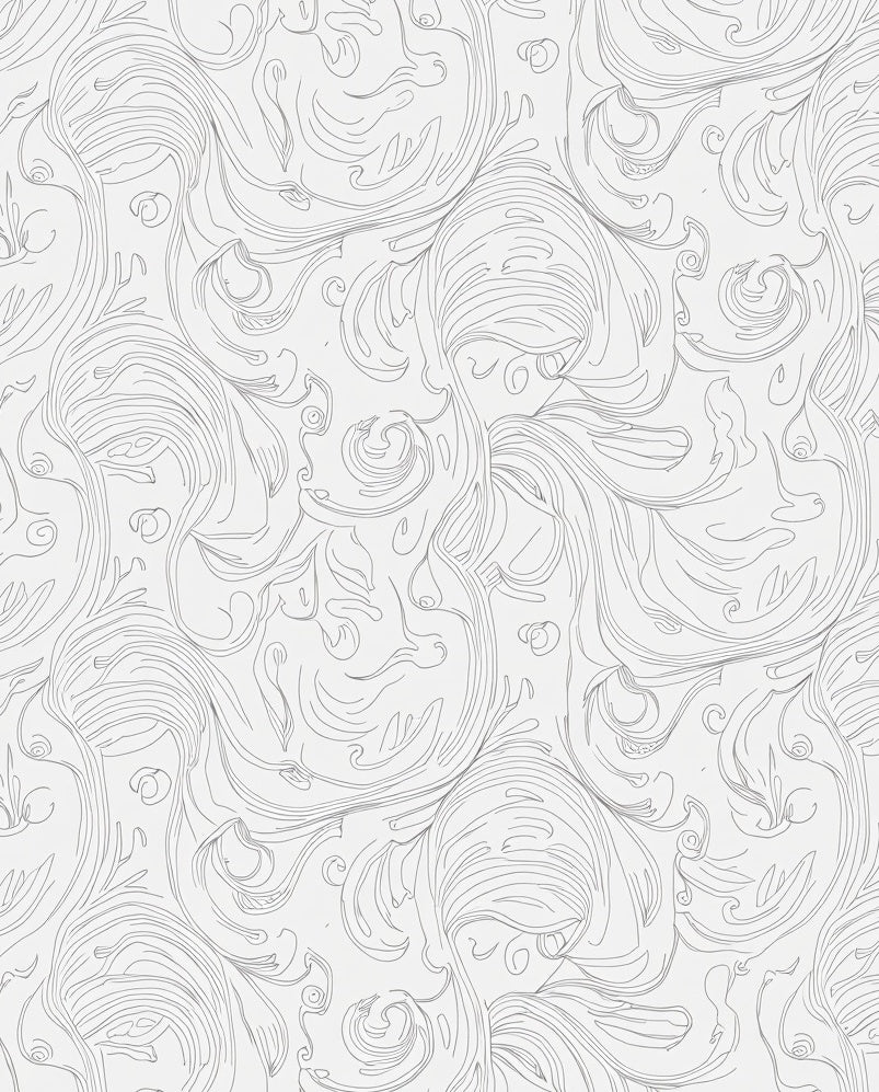 White Abstract Swirl Flourish Art Rug