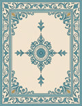 Elegant Teal Floral Medallion Border Rug