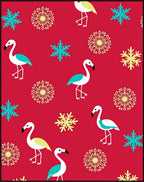 Red Flamingo Snowflake Medley Rug