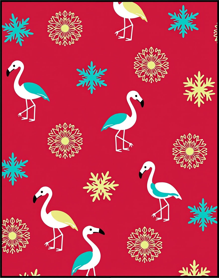 Red Flamingo Snowflake Medley Rug