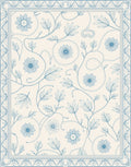 Vintage Blue Floral Scroll Medallion Rug