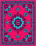 Vibrant Crimson Floral Mandala Rug