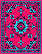 Vibrant Crimson Floral Mandala Rug