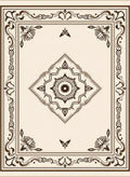 Cream and Brown Medallion Border Rug