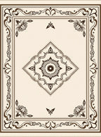 Cream and Brown Medallion Border Rug