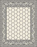 Cream and Black Quatrefoil Border Rug