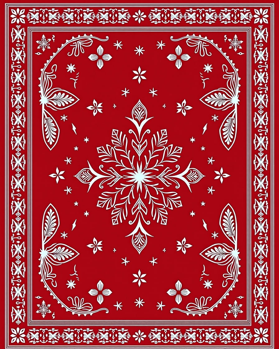 Vibrant Red Snowflake Medallion Rug