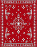 Vibrant Red Snowflake Medallion Rug