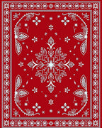 Vibrant Red Snowflake Medallion Rug