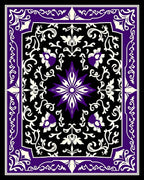 Ornate Purple and Cream Floral Medallion Rug
