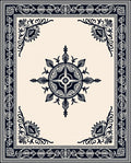 Ornate Dark Blue Medallion Square Rug