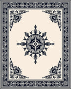 Ornate Dark Blue Medallion Square Rug