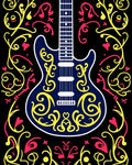 Electric Guitar Crimson Yellow Swirls Rug