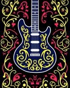 Electric Guitar Crimson Yellow Swirls Rug