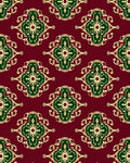 Gothic Green Medallion Burgundy Rug