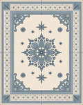 Vintage Blue Medallion Floral Border Rug