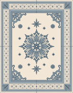 Vintage Blue Medallion Floral Border Rug