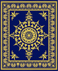 Royal Blue Gold Medallion Floral Rug