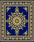Royal Blue Gold Medallion Floral Rug
