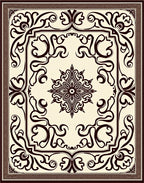 Ornate Dark Brown Floral Medallion Rug