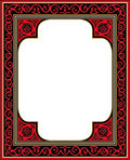 Red Black Gold Scrollwork Frame Rug