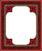 Red Black Gold Scrollwork Frame Rug