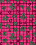 Pink Plaid Green Leaf Floral Rug