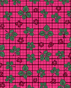 Pink Plaid Green Leaf Floral Rug