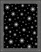 Black Snowflakes Detailed Border Rug