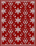Crimson White Snowflake Folk Art Rug