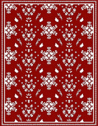 Crimson White Snowflake Folk Art Rug