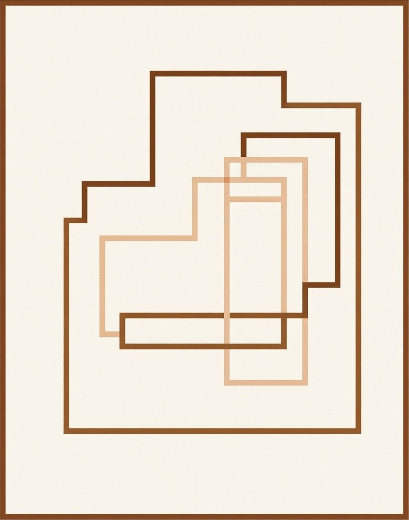 Modern Terracotta Geometric Nested Forms Rug