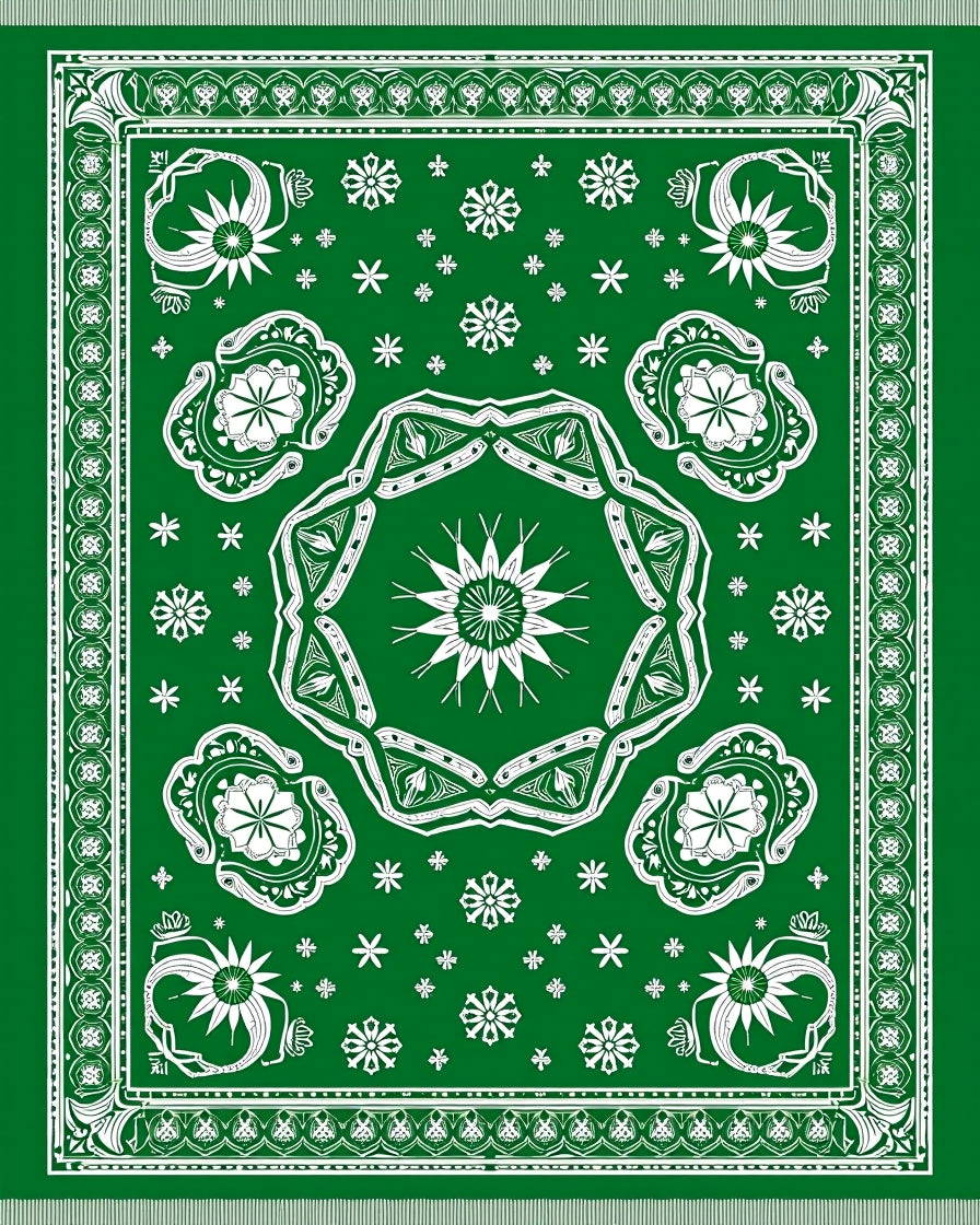 Emerald Green Starburst Mandala Rug