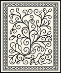 Black Vine Swirl Border Rug
