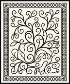 Black Vine Swirl Border Rug