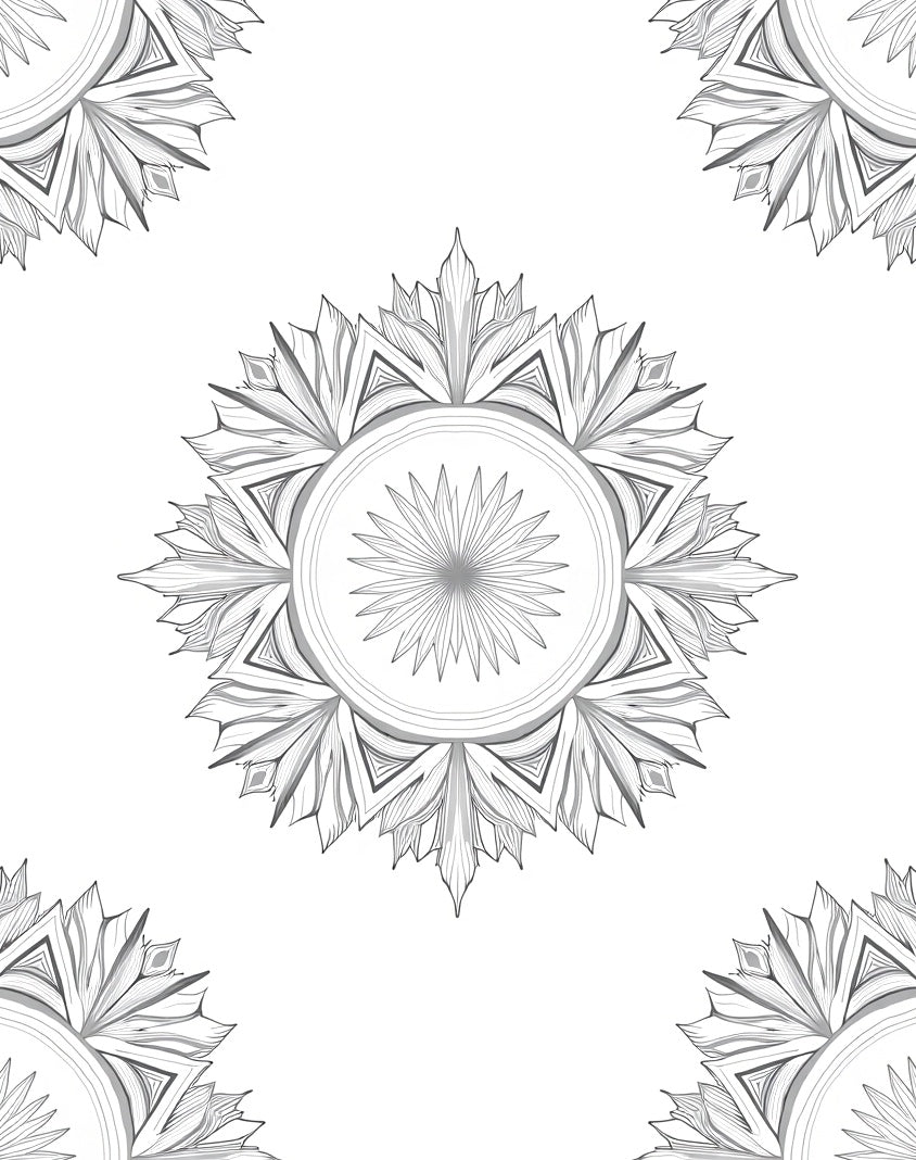 Monochromatic Floral Mandala Art Rug