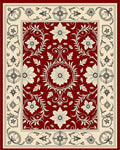 Crimson Blossom Scrollwork Border Rug