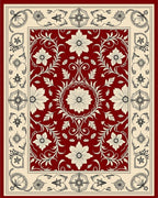 Crimson Blossom Scrollwork Border Rug