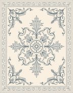 Classic Beige Filigree Floral Medallion Rug