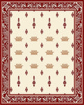 Crimson Cream Ornate Floral Border Rug
