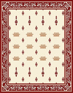 Crimson Cream Ornate Floral Border Rug