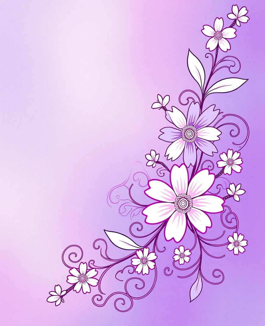 Purple Floral Swirl Corner Accent Rug