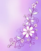 Purple Floral Swirl Corner Accent Rug