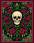 Crimson Rose Skull Floral Victorian Rug