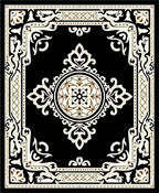 Ornate Black and Cream Medallion Frame Rug