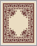 Deep Red Ornate Bloom Corner Accent Rug