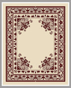 Deep Red Ornate Bloom Corner Accent Rug