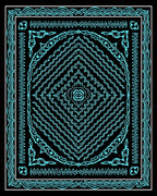 Aqua Neon Geometric Mandala Rug